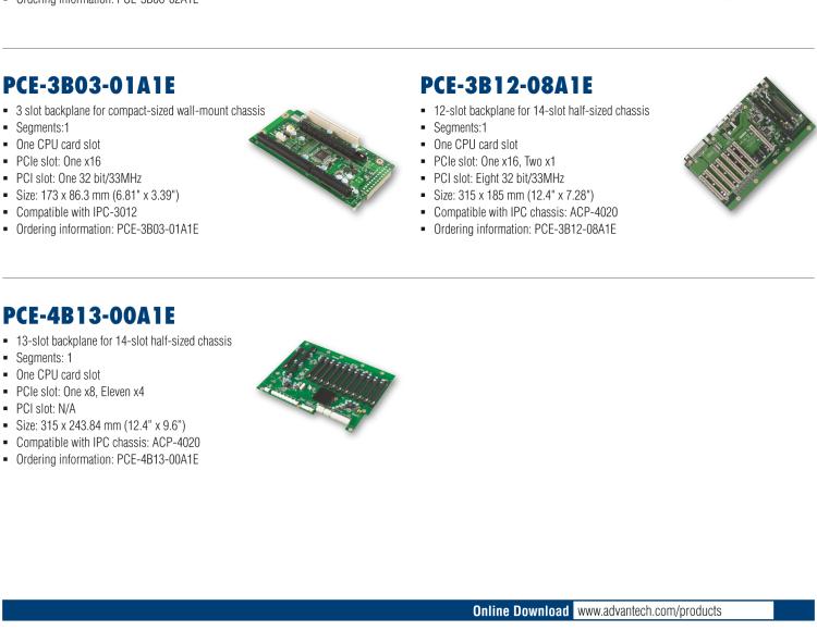 研華PCE-3B06 PICMG 1.3 Half-size mainstream SHB Backplanes, Compactable with PCE-3000/PCE-4000 series and IPC chassis: IPC-3026, IPC-6806S