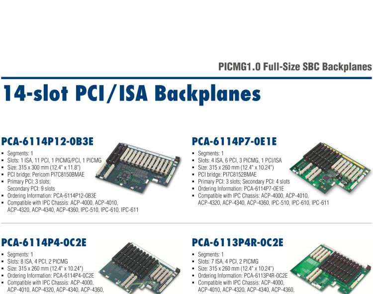 研華PCA-6108P4-0C2E 8 槽 PICMG ,BP,3個ISA槽 3個PCI槽,1個PICMG,1個PICMG/PCI