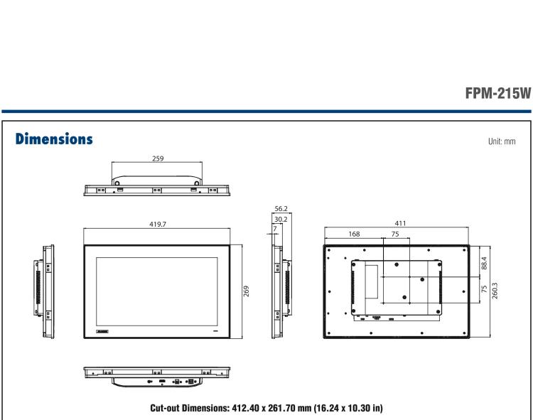 研華FPM-215W 15.6寸WXGA工業(yè)顯示器，支持多點(diǎn)觸控，支持 HDMI端口