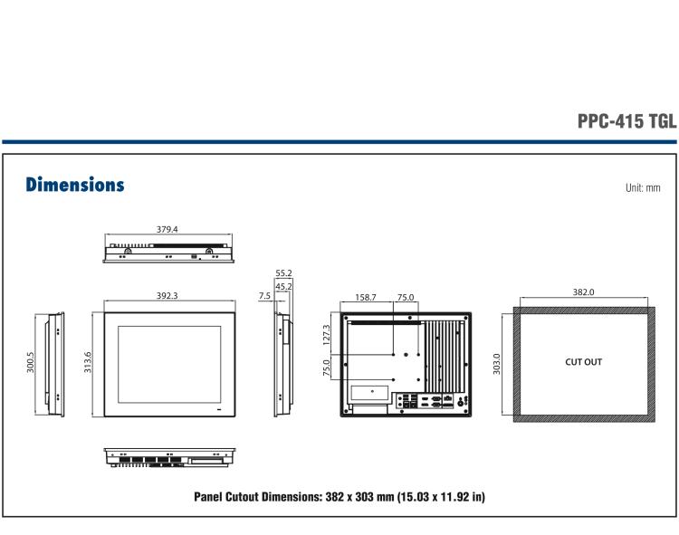 研華PPC-415 15" 無風扇工業(yè)平板電腦, 采用Intel?第11代Core? i7 /i5/i3 處理器