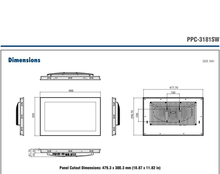 研華PPC-3181SW 18.5" 無(wú)風(fēng)扇工業(yè)平板電腦, 搭載 Intel? Core? 第六代處理器