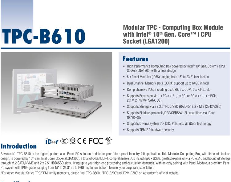 研華TPC-B610 TPC-B610是研華高性能平板電腦解決方案，適用于您未來(lái)的工業(yè)4.0升級(jí)