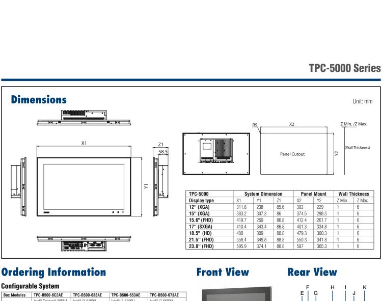 研華TPC-5172T 模組化17寸SXGA 液晶顯示器多點觸控工業(yè)平板電腦， 搭配英特爾?第六代酷睿?i3-6100U處理器