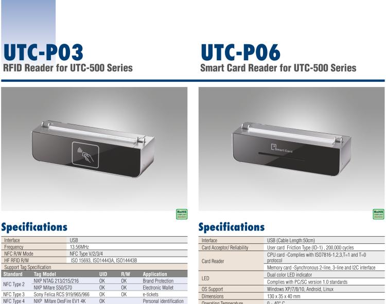 研華UTC-P03 RFID 讀卡器，適用于 UTC-515/520/532 系列