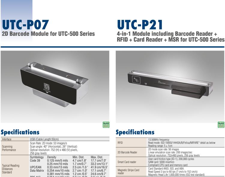 研華UTC-P02 磁條讀卡器，適用于 UTC-515/520/532 系列