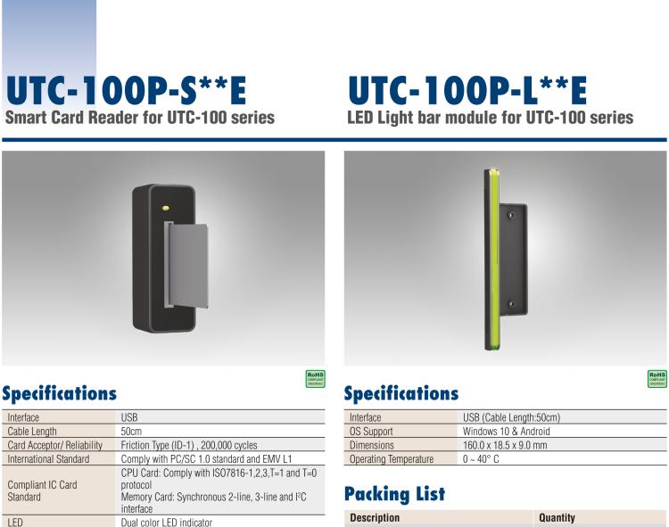 研華UTC-100P-M Magnetic Stripe Card Reader for UTC-100 Series