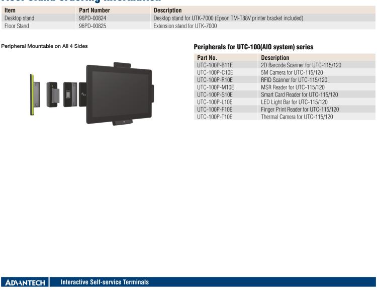 研華UTK-7115 A smart, modular kiosk system built with a UTC-115 series touch computer, diverse components, and various types of stands to meet every unique need.