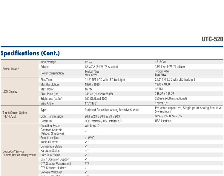 研華UTC-520F 21.5" 多功能觸控一體機(jī)，內(nèi)置Intel? Skylake Core? i5-6300U處理器