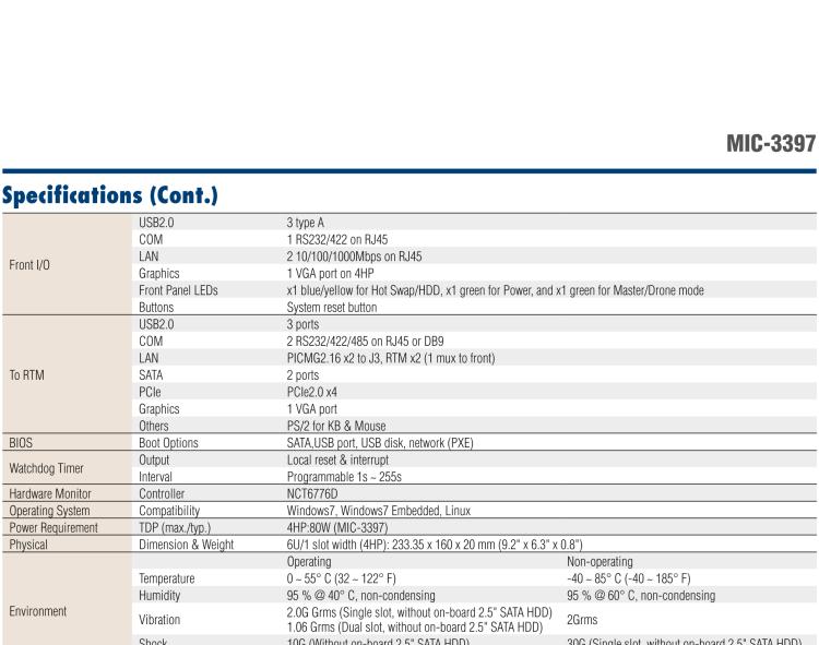 研華MIC-3397 基于四核Intel?Xeon?處理器E3和雙核Intel?Pentium?處理器6U CompactPCI刀片計(jì)算機(jī)