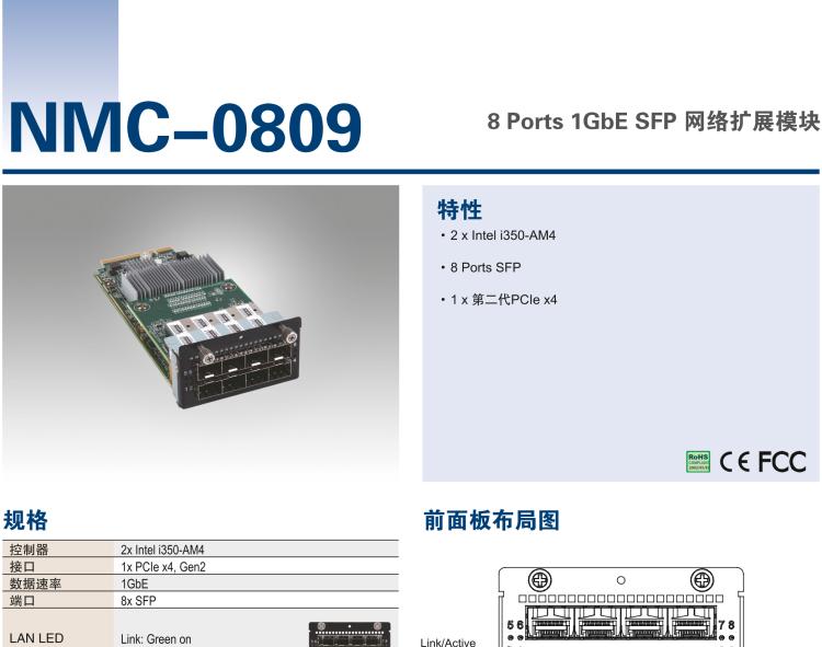 研華NMC-0809 8 Ports 1GbE SFP 網(wǎng)絡(luò)擴(kuò)展模塊