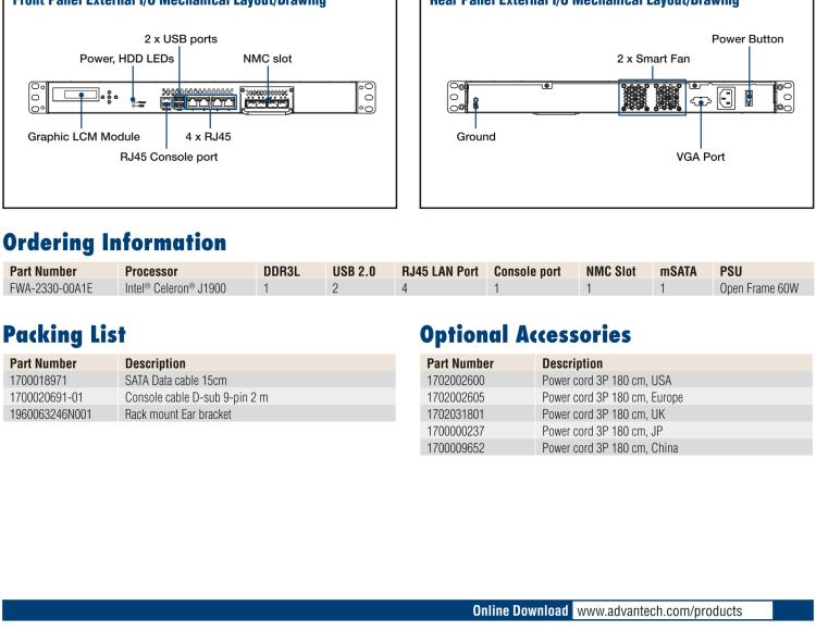 研華FWA-2330 基于Intel? Bay trail-D/M 系列處理器 1U機架式網(wǎng)絡(luò)應(yīng)用平臺