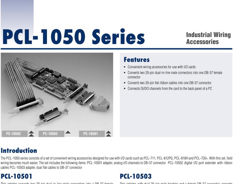 研華PCL-10502 擴充器，接駁到電腦插槽板的雙20P延長線纜