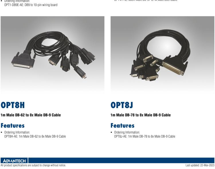 研華OPT8J 1m Male DB-78 to 8x Male DB-9 Cable