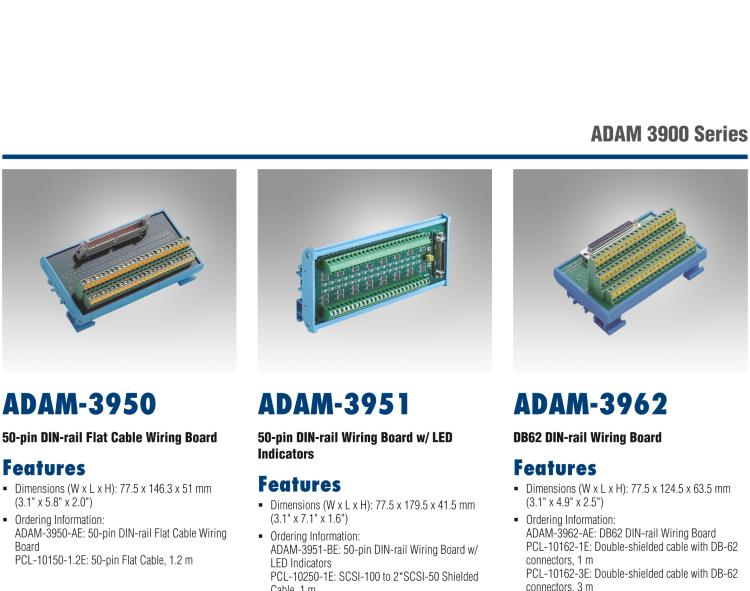 研華ADAM-3950 50芯扁平電纜接線端子，DIN導(dǎo)軌安裝