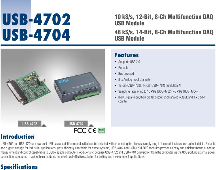 研華USB-4702 10k/s,12位多功能USB模塊