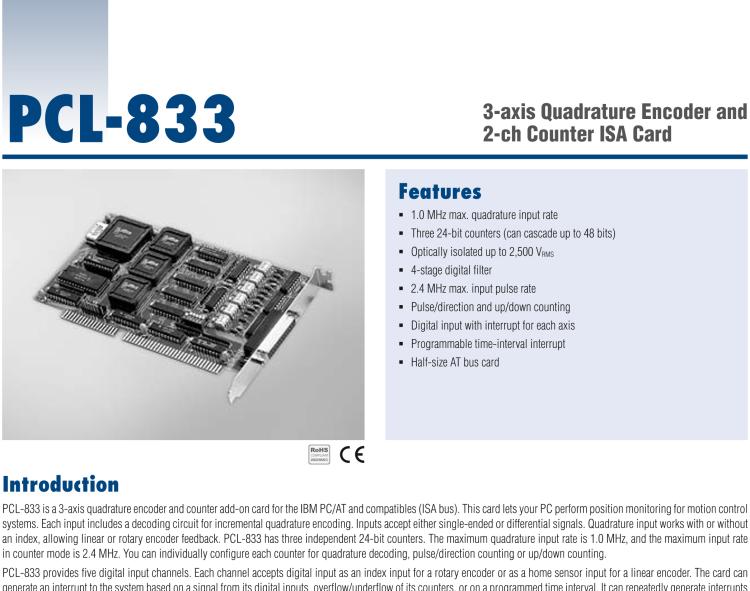 研華PCL-833 三軸正交編碼器、計(jì)數(shù)器卡