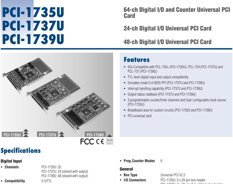 研華PCI-1739U 48通道TTL數(shù)字輸入/輸出卡