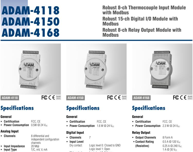 研華ADAM-4118 堅固型8路熱電偶輸入模塊，帶Modbus