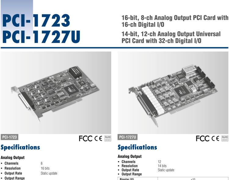 研華PCI-1727U 14位，12通道同步模擬輸出卡