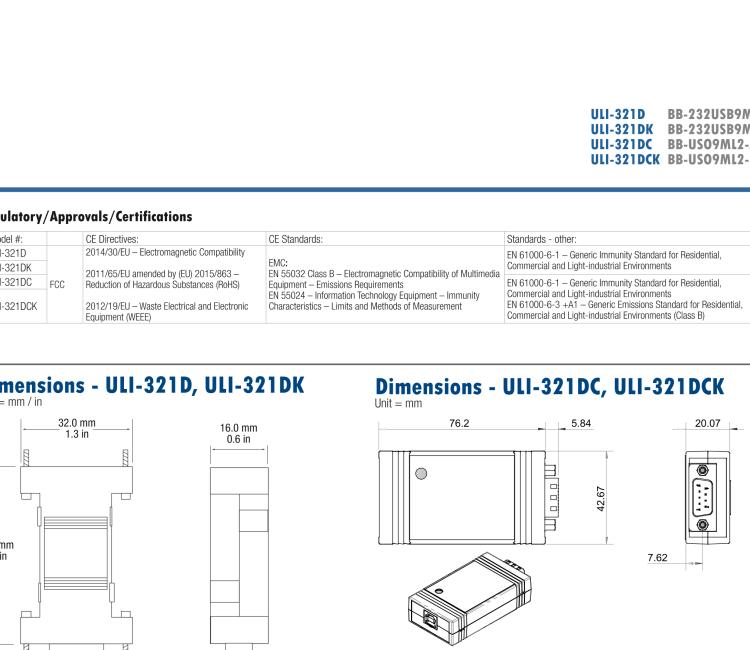 研華BB-232USB9M-LS ULI-321DK USB 2.0到RS-232轉(zhuǎn)換器，DB9公頭 端口號鎖定