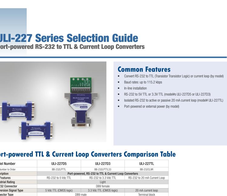 研華BB-232LPTTL33 ULI-227D3 RS-232（DB9母頭）至3.3V TTL（DB9公頭）轉(zhuǎn)換器，端口供電