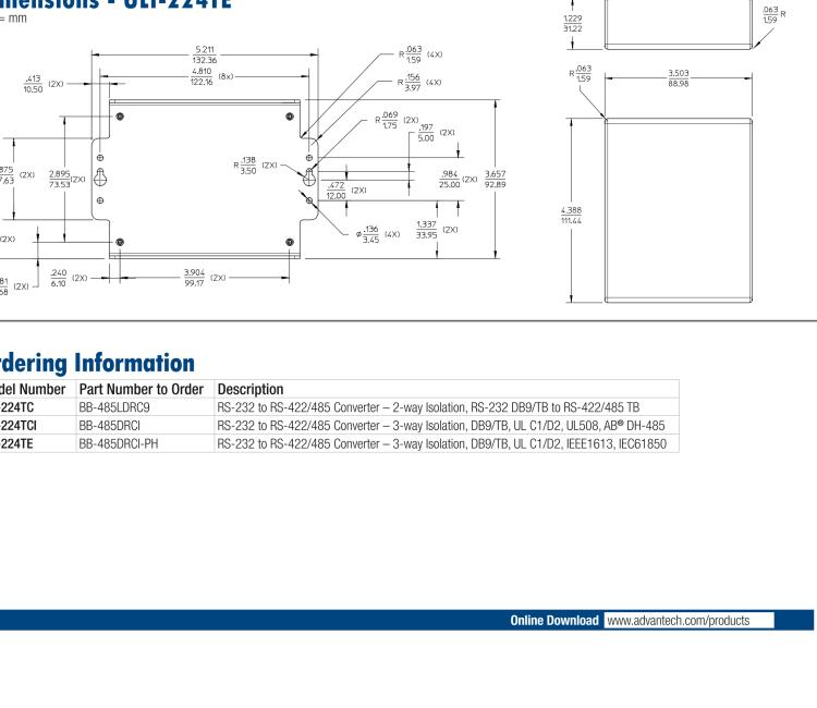 研華BB-485BAT3 ULI-224TB RS-232（DB9母頭至RS-422/485（接線端子）轉(zhuǎn)換器，電池供電