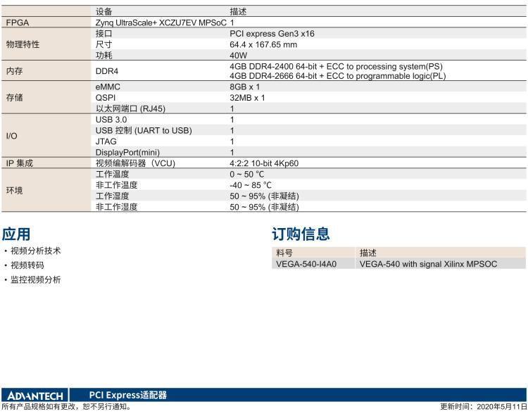 研華VEGA-540 可重構視頻內(nèi)容智能加速卡